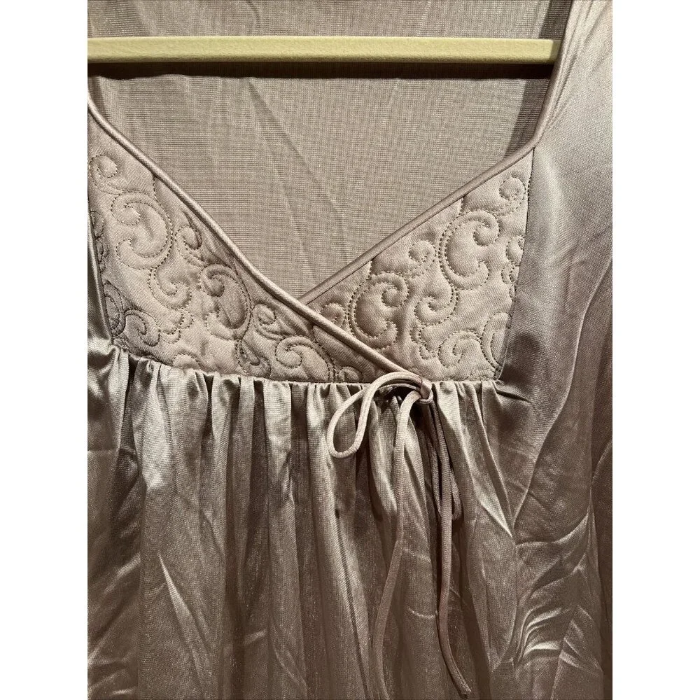 Vanity Fair‎ brown Nylon Nightgown Chemise Lace Sleeveless Vintage Size M